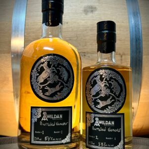 750ml and 375ml bottles of Awildan's Barreled Genever